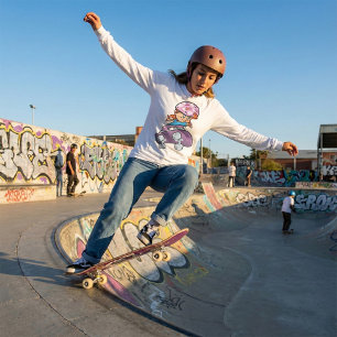 Skater Girl Fun Pink Helm Skateboard T-Shirt