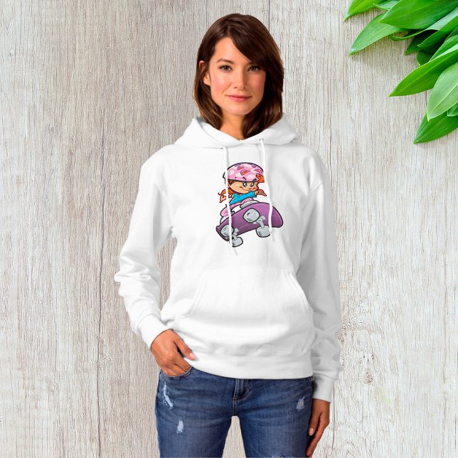 Skater Girl Fun Pink Helmet Skateboard Hoodie (Von Creator hochgeladen)