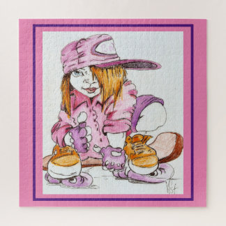 SKATER GIRL IN PINK auf der SKATEBOARD auf