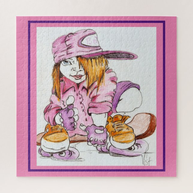 SKATER GIRL IN PINK auf der SKATEBOARD auf (Vertikal)