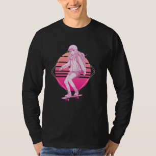 Skater Girl Lofi Skateboard Japanisch Vaporwave Re T-Shirt