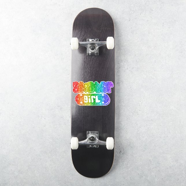 Skater Girl | Niedlich Rainbow Sparkle Glitzer Twe Aufkleber (Skateboard)
