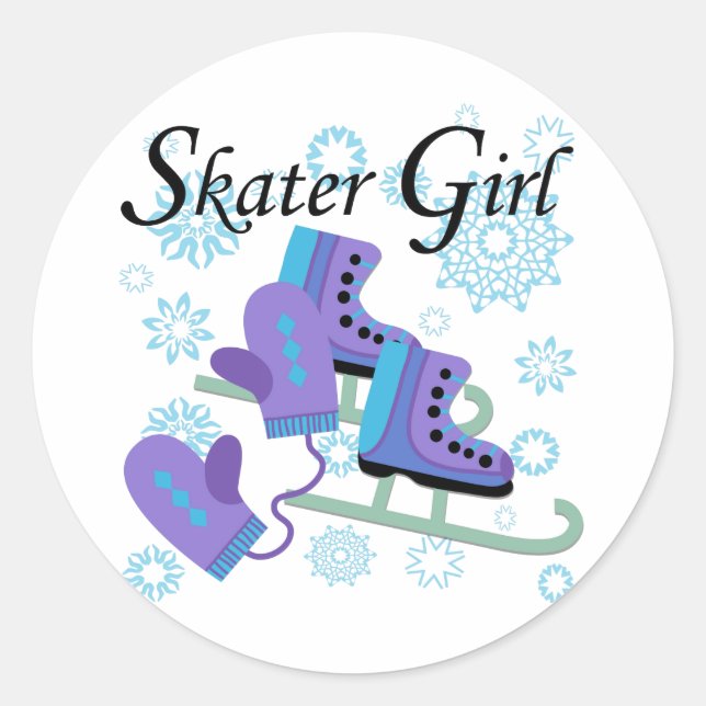Skater Girl Runder Aufkleber (Vorderseite)