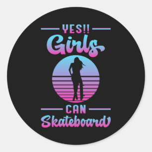 Skater Girl Sk8 Girls Skateboard Skaten Geschenk f Runder Aufkleber