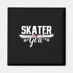 Skater Girl Skateboard fahrend Skateboarder Skateb Magnet