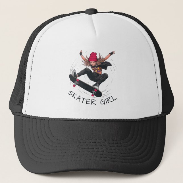 Skater Girl Skateboarding Hat Truckerkappe (Vorderseite)