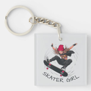 Skater Girl Skateboarding Schlüsselanhänger