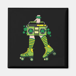 Skater Girl St Patricks Day Roller Skate Kleeblatt Magnet