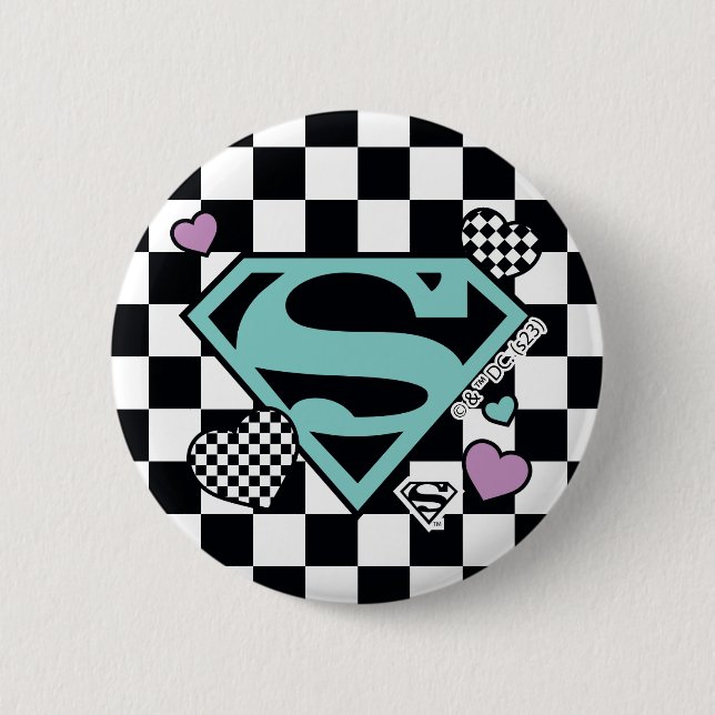Skater Girl Supergirl Herz S Schild Button (Vorderseite)