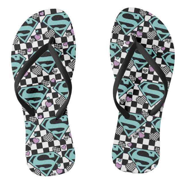Skater Girl Supergirl Herz S Schild Flip Flops (Fußbett)