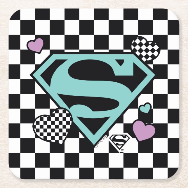 Skater Girl Supergirl Herz S Schild Rechteckiger Pappuntersetzer (Vorderseite)