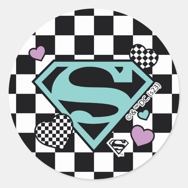 Skater Girl Supergirl Herz S Schild Runder Aufkleber (Vorderseite)