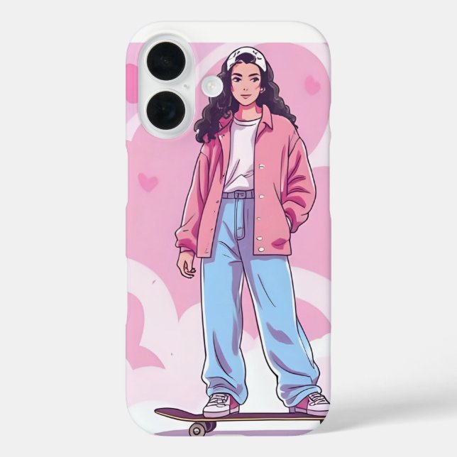 Skater Girl Vibes - Pastellästhetische Collage iPhone 16 Hülle (Rückseite)