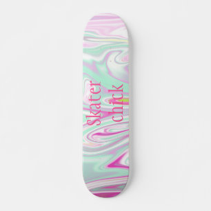 Skater-Küken   aquamarine und rosa Skateboard