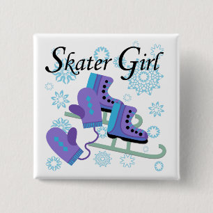Skater-Mädchen Button