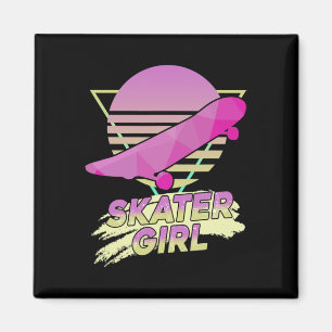 Skater Mädchen Skateboarder Lustig 80er Retro Skat Magnet