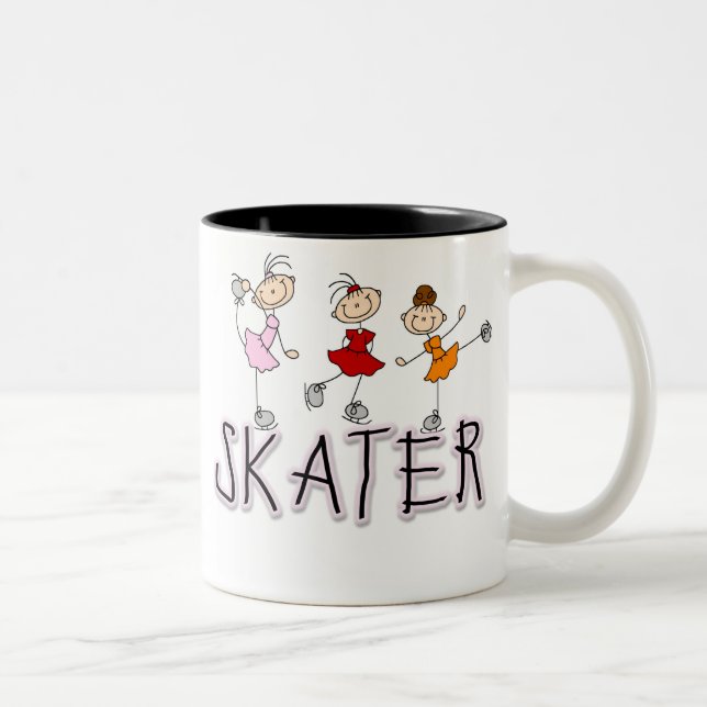 Skater-Mädchen-Strichmännchen-Tasse Zweifarbige Tasse (Rechts)