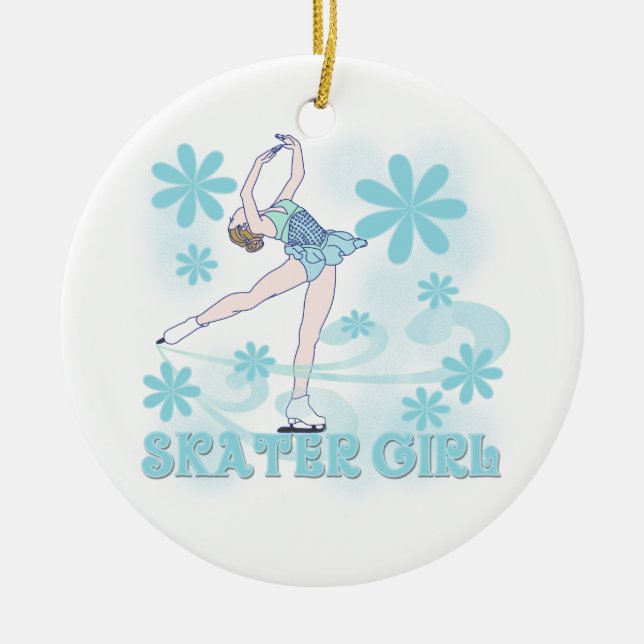 Skater-Mädchen-T-Shirts und Geschenke Keramikornament (Vorne)