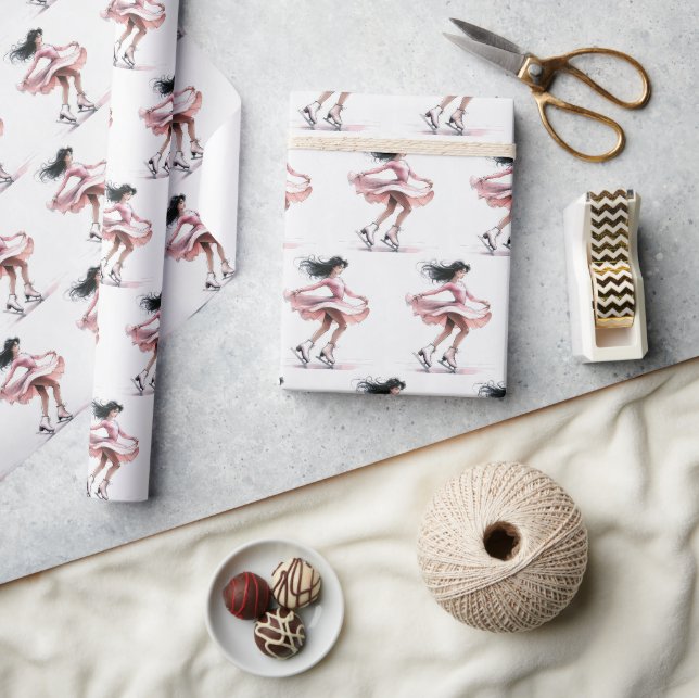 Skater mit rosa eisfarbenen Skaten Geschenkpapier (Kunsthandwerk)