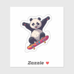 Skater-Panda-Aufkleber – Cartoon-Design Aufkleber