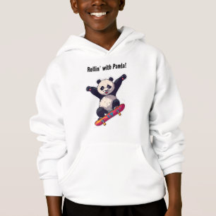 Skater Panda Kids Sweatshirt – Cartoon Kapuzenpull
