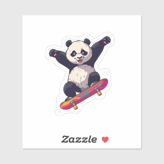 Skater Panda Sticker – Cartoon Decal (Blatt)
