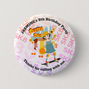Skater Park Fun Girl Geburtstagsparty Button
