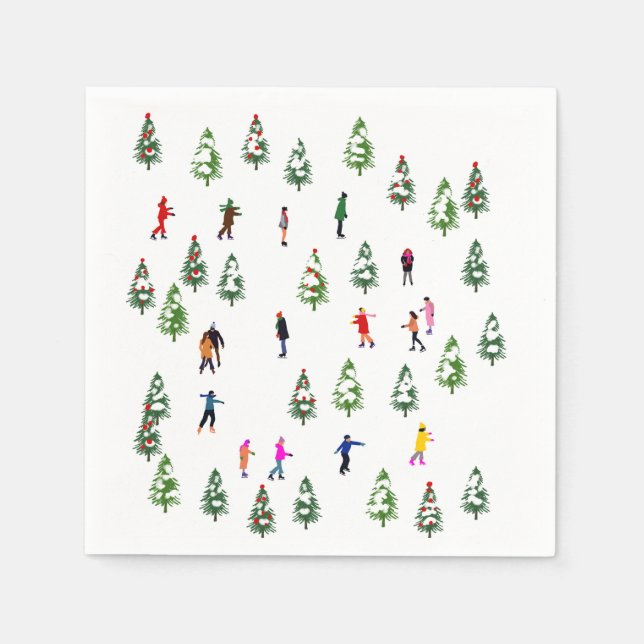 Skater  Pine Wand Skaten Weihnachten Serviette (Vorderseite)
