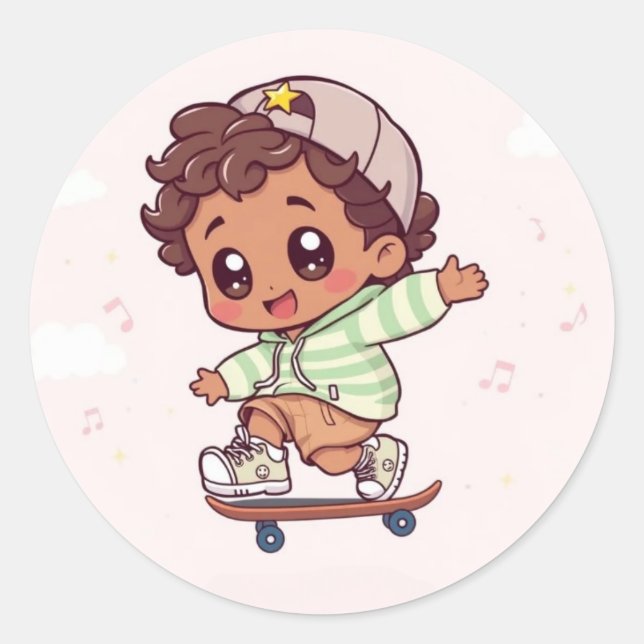 Skater Runder Aufkleber (Vorderseite)