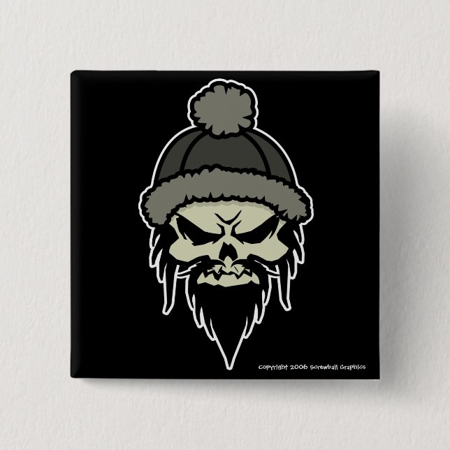 Skater-Schädel-Knopf Button (Vorderseite)