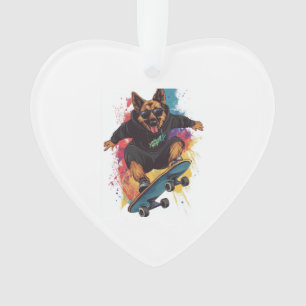 Skater Schäferhund � Cooler Skateboard-Hund Ornament