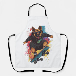 Skater Schäferhund � Cooler Skateboard-Hund Schürze