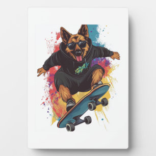 Skater Shepherd - Cooler Skateboard Hund Fotoplatte