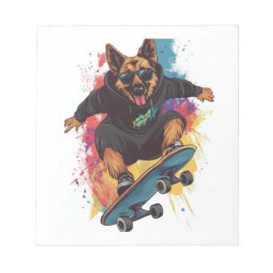 Skater Shepherd � Cooler Skateboard Hund Notizblock