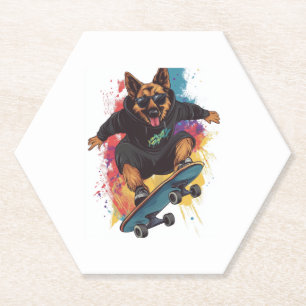 Skater Shepherd � Cooler Skateboard Hund Untersetzer