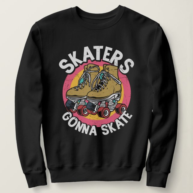Skater Skate Roller Skate Vintag Retro Sweatshirt (Design vorne)