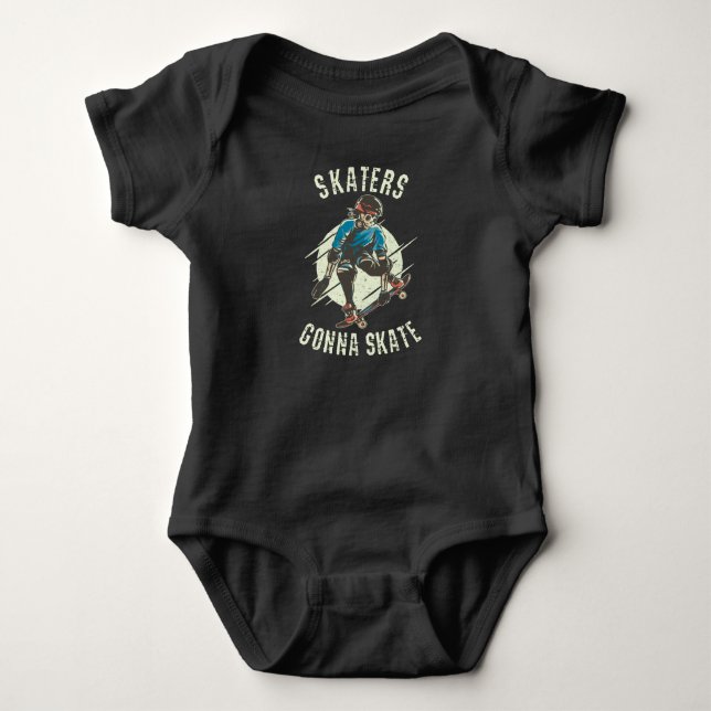 Skater Skate Skeleton Skateboarder Baby Strampler (Vorderseite)