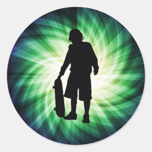 Skater; Skateboard Runder Aufkleber