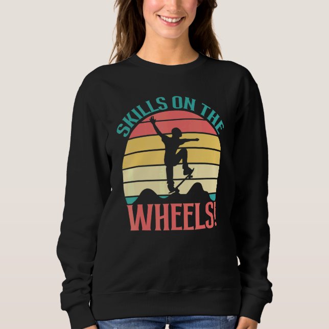 Skater Skateboarding Skills auf den Rädern Old Sch Sweatshirt (Vorderseite)