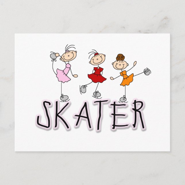 Skater T - Shirt und Geschenke für Mädchen Postkarte (Vorderseite)