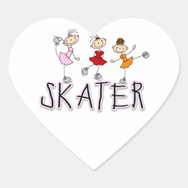 Skater T - Shirt und Geschenke Herz-Aufkleber (Vorderseite)