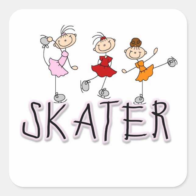 Skater T - Shirt und Geschenke Quadratischer Aufkleber (Vorderseite)