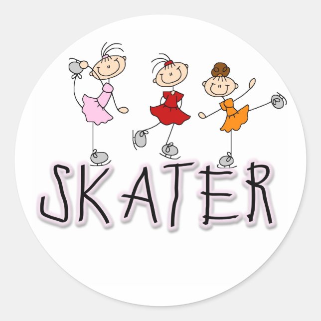 Skater T - Shirt und Geschenke Runder Aufkleber (Vorderseite)