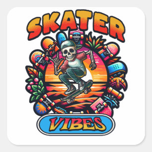 SKATER VIBES! QUADRATISCHER AUFKLEBER