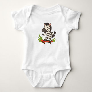 Skater Zebra Baby T-Shirt Jungle Cool auf Rädern! Baby Strampler