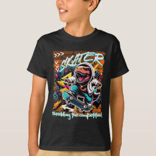 Skater zerstört die Konkurrenz! Lustiger T-Rex für T-Shirt