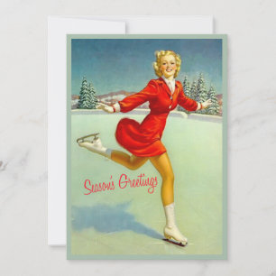 Skaters Waltz Retro Weihnachtskarte Custom Vintag Feiertagskarte
