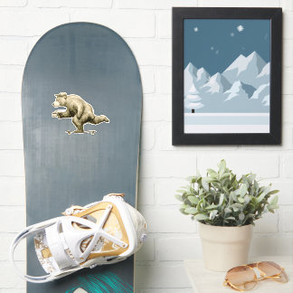 Skating Bear with Coffee Cup Aufkleber