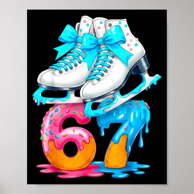 Skating Ice Cream Drip Number 67 Player 67th Birth Poster (Vorne)