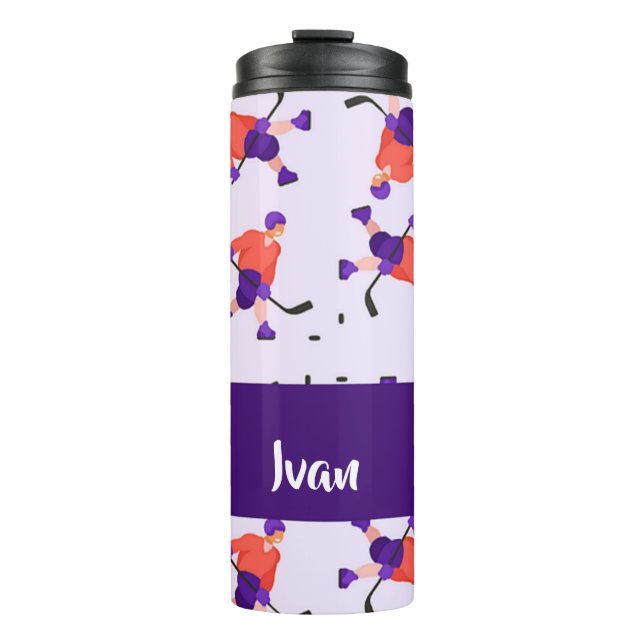 Skating ice hockey player pattern thermosbecher (Vorderseite)